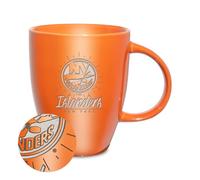 Rico Industries NHL Hockey New York Islanders Sunburst Orange 18oz Laser Engraved Ceramic Lustre Mug