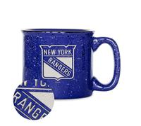 Rico Industries NHL Hockey New York Rangers Royal Speckle 12oz Laser Engraved Campfire Mug