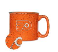Rico Industries NHL Hockey Philadelphia Flyers Orange Speckle 12oz Laser Engraved Campfire Mug