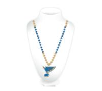 Rico Industries NHL Hockey St. Louis Blues Standard Bead Necklace With Molded Medallion - Great Game Day Accessory 3" x 24"