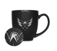 Rico Industries NHL Hockey Washington Capitals 15oz Laser Engraved Matte Black Ceramic Bistro Mug - for Hot or Cold Drinks