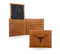 Rico Industries Texas Longhorns Laser Engraved Bill-fold Wallet - Slim Design - Great Gift, Brown