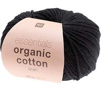 Rico Knitting Essentials - Organic Cotton Aran Vegan Bio Crochet Yarn - 10 Ply - 020 Black