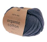 Rico Knitting Essentials - Organic Cotton Aran Vegan Bio Crochet Yarn - 10 Ply - 024 Midnight Blue