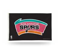 Rico NBA Spurs San Antonio Retro Black Background Banner Flag Sports Fan Home Decor, Multicolor, One Size