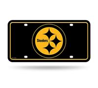 Rico NFL Steelers - Yellow Logo On Black Background - Metal Tag, Multi, One Size (MTG114162C)