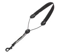 Rico SLA13 Saxophone Neck Strap - For Baritone Saxophone & Tenor Saxophone - Sax Neck Strap - Snap Hook, Solid Black, Snap Hook