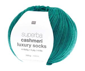 Rico Superba Cashmeri Luxury Socks 4 Ply Knitting Wool Yarn 100g - 018 Turquoise