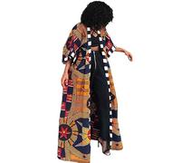 RICOCHO Kente African Open Front Long Cardigan Women's Traditional Ankara Outwear Ethnic Dashiki Long Dress