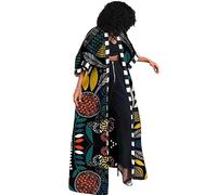 RICOCHO Women's Ankara Open Front Long Cardigans Women's Ethnic African Long Open Front Jacket Dashiki Tribal Outwear Dress