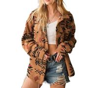 RICOCHO Womens Aztec Western Fleece Jacket Women's Winter Aztec Fuzzy Sherpa Jackets Lightweight Fuzzy Sherpa Coat