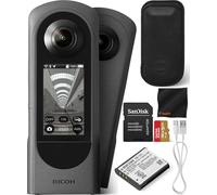 Ricoh Theta X 360° Camera - 5.7K Video & Dual 48MP Sensor for Immersive Content Creation with 128GB Extreme UHS-I microSDXC Memory Card and SD Adapter, Waith Cleaning Cloth Bundle Set