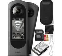 Ricoh Theta X 360° Camera - 5.7K Video & Dual 48MP Sensor for Immersive Content Creation with Extra DB-110 Rechargeable Battery, 128GB Extreme Memory Card and Waith Cleaning Cloth Bundle Set