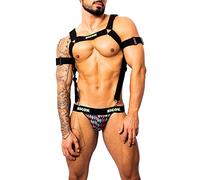 RICOK COUTURE ARNÊSS AND JOCKSTRAP SET COMES WITH TWO BRACELETS, Black, S Short