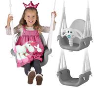 Ricokids 3-in-1 Elephant Bucket Swing, Gray and White