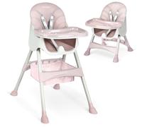 Ricokids High Chair Baby 3-in-1 Children's High Chair from 6 Months Dining Chair with Safety Belt Foldable Easy Care Height Adjustable Frame Grows with Your Child Removable Dining Board Basket Pink