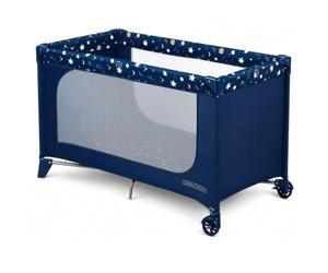 Ricokids Travel Cot Baby with Mattress Foldable Children's Travel Cot Carry Bag 125 x 65 x 78 cm Dark Blue with Stars
