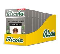 Ricola Liquorice Sugar Free Swiss Herbal Sweets, Herb Drops, Sweet Box 45g - Pack of 10 Boxes