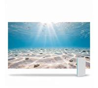 Ricomboo Aquarium Background & Double-Sided Sponge Cleaning Brush, 48x24 Inch Undersea Polyester Cloth Decor for Fish Tank, Blue Ocean Aquatic Themed Decorations Backdrop