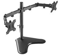 RICOO Dual Monitor Desktop Mount TS7311 Adjustable mounting for 2 flat screens with 13-27 inch with max VESA-Norm 100x100 free-standing double arm bracket PC screen stand in Black