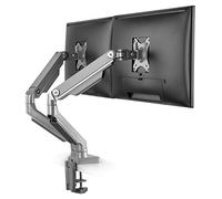 RICOO Dual Monitor Stand Tilt TS8811 Swivel 13-27 Inch VESA 75x75 100x100 Double Arm Mounting System LED LCD Screen Desk Mount Silver