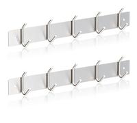 RICOO Heavy Duty Stainless Steel Wall Mounted Coat Hooks, MH028S-5x2, Elegant Hook Rack for Entryway, Kitchen, Bathroom, with 5 Durable Hooks, Silver