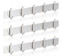 RICOO Heavy Duty Stainless Steel Wall Mounted Coat Hooks, MH028S-5x3, Elegant Hook Rack for Entryway, Kitchen, Bathroom, with 5 Durable Hooks, Silver