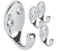 RICOO Modern Coat Hooks, MH014-S4, Set of 4 Wall Mounted Coat Rack in Sleek Silver - Premium Zinc Alloy Clothes Hooks for Wall, Durable Wall Hangers 2.2x4.2x5 cm