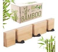 RICOO Modern Coat Hooks Wall Mounted, MH023S-N Wall Hanger with 3 Retractable Hooks, Wall Coat Rack with Space-Saving Design for Coats, Bags, Scarves and More, Eco-Friendly and Stylish, Natural colour