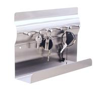 RICOO Modern Key Holder for Wall, MB6001 Stainless Steel Key Rack with Shelf, Magnetic Wall for Notes and Storage, 30x7x20cm, Silver - Optimal for Organizing Entryway, Kitchen, Office