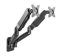 RICOO PC Monitor Wall Mount 2 Monitors Height Adjustable Gas Spring Swivelling Tilting Screen 17-24 Inch Wall Mount S4711 Monitor Mount VESA 75 x 75 100 x 100 mm