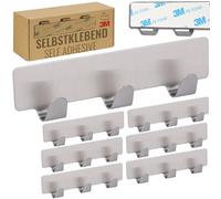 RICOO Premium Self Adhesive Hooks MH020-7, Modern Stainless Steel Wall-Mounted Hook Rack with 3 Heavy Duty Hooks - Set of 7, Stylish and Durable Stick On Hooks for Bathroom, Kitchen, and More - Silver