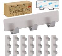 RICOO Premium Self Adhesive Hooks MH020-8, Modern Stainless Steel Wall-Mounted Hook Rack with 3 Heavy Duty Hooks - Set of 8, Stylish and Durable Stick On Hooks for Bathroom, Kitchen, and More - Silver