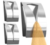 RICOO Self Adhesive Hooks MH017-3, Modern Stainless Steel Towel Hooks for Bathrooms and Kitchen, No-Drill Wall Mount, 3-Pack Silver Towel Holders