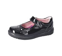 RICOSTA Kids Ballet Flats Leya,Width: Regular (WMS),Flats,Mary-Jane,Hook-and-Loop,Communion,School,Black (Schwarz / 093),2.5 UK