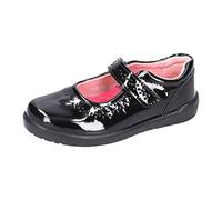 RICOSTA Kids Ballet Flats Lillia,Width: Regular (WMS),Flats,Mary-Jane,Hook-and-Loop,Communion,School,Black (Schwarz / 093),2 UK