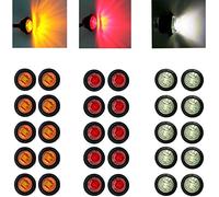 Ricoy 12v 30PCS 3/4" Round LED Front Rear Side Marker Indicators Light Waterproof Bullet Clearance Marker Light For Car Truck (10pcs white+10pcs red +10pcs yellow)