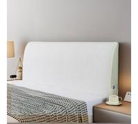 RICPYOIU Summer Bedroom Decoration Ice Silk Headboard Wrap for Bedroom Makeover Cool Elastic Headboard Covers Slip on Dustproof Protector Cover King Size,White,180CM