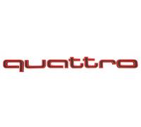 Ricreo Quattro Lettering Compatible with Front Grille, Accessory Emblem Black with Red Edges, Installation with Cable Ties, Tuning Logo Compatible with Audi (All Models)