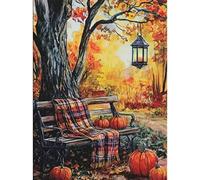 RICUVED Autumn Pumpkin Diamond Painting Kits for Adults, 5D Landscape Diamond Art Kits Round Full Drill Diamond Painting Kits Picture Crystal Art for Home Decor 30x40cm