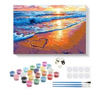 RICUVED Beaches Landscapes Paint By Numbers Kit with Framed 20x30cm | Paint By Numbers Kit Beaches Landscapes Numbered Canvas Acrylic Colours Creative Hobby For Adults