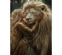 RICUVED Beautiful Lion Diamond Painting Kits for Adults, 5D Diamond Art Kits Round Full Drill Diamond Painting Kits Picture Crystal Art for Home Decor 30x40cm