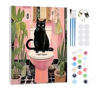RICUVED Black cat Paint by Numbers for Adults Kids- DIY Paint by Numbers Kits with Wooden Framed,Easy Oil Painting Acrylic Pigment Drawing Paintwork Canvas 40x30 cm Home Decor
