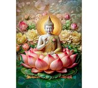 RICUVED Buddha Diamond Art Kits, 5D Flower Diamond Painting Kits for Adults Full Drill Diamond Painting Kits Diamond Art Kits for Beginners Crystal Picture for Home Decor 11.8x15.7 Inch