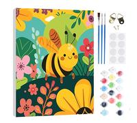 RICUVED Cartoon Bee Paint by Numbers Kits for Adults Children,Animal Painting Kits for Beginners On Clear Symbols Canvas with Wooden Frame,Easy DIY Acrylic Pigment Drawing Paintwork for Home 20x30cm