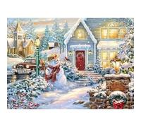 RICUVED Christmas Diamond Art Kits,5D Winter Village Diamond Painting Kits for Adults,Full Drill Diamond Painting Kits for Beginners Crystal Picture Art for Home Decor 11.8x15.7 Inch