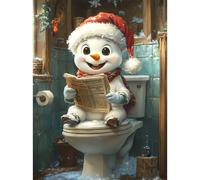 RICUVED Christmas Diamond Painting Kits,5D Snowman Reading Newspaper Diamond Art Painting Kits for Adults Full Drill Crystal Picture Art Kits for Beginners for Home 11.8x15.7 in