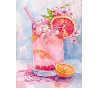 RICUVED Cocktail Diamond Art Kits,5D Drink Diamond Painting Kits for Adults,Full Drill Diamond Painting Kits for Beginners Crystal Picture Art for Home Decor 11.8x15.7Inch