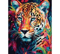 RICUVED Colourful Leopard Paint by Number for Adults, Animal Painting by Number Kits On Canvas Painting by Numbers with Acrylic Paint Kits Frameless 40x50cm