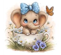 RICUVED Cute Elephant Diamond Painting, 5D Animals Diamond Art Painting Kits for Adults Round Full Drill Diamond Painting Picture Crystal Art Kits for Home Decor 30x30cm